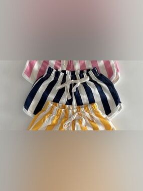 Striped Navy and White Toddler Drawstring Shorts